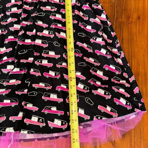Folter Black vintage dress with pink hearse print sz L - Picture 13 of 13